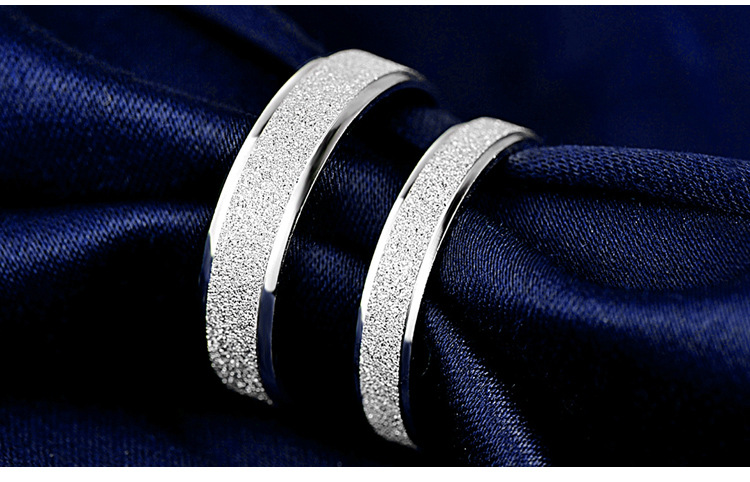 S925 Sterling Silver Frosted Men and Women Couple Couple Rings Little Finger Ring Engagement Ring Silver Accessories