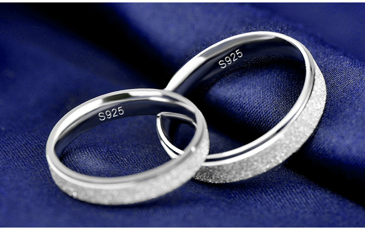 S925 Sterling Silver Frosted Men and Women Couple Couple Rings Little Finger Ring Engagement Ring Silver Accessories