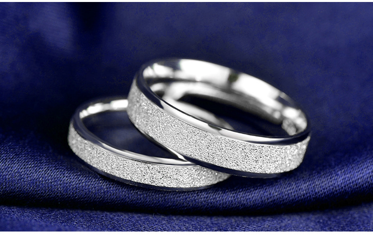 S925 Sterling Silver Frosted Men and Women Couple Couple Rings Little Finger Ring Engagement Ring Silver Accessories