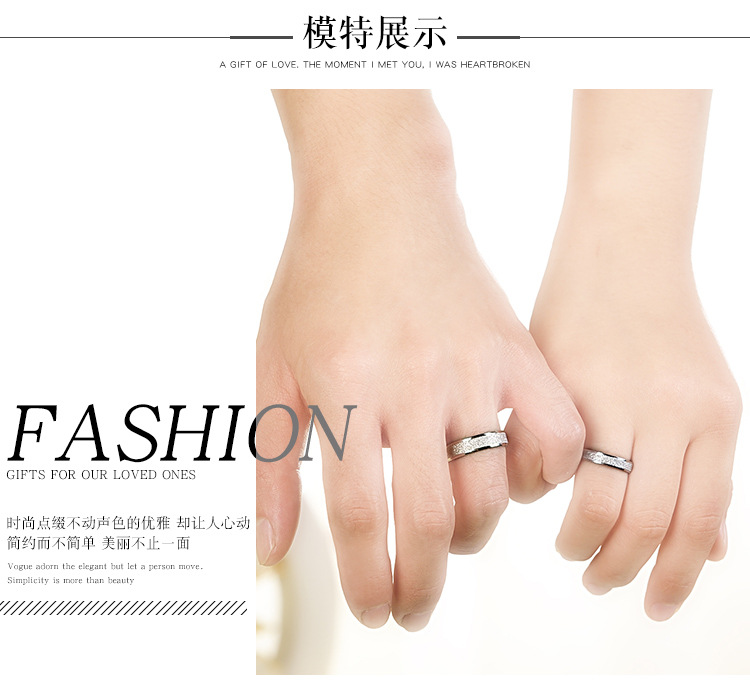 S925 Sterling Silver Frosted Men and Women Couple Couple Rings Little Finger Ring Engagement Ring Silver Accessories