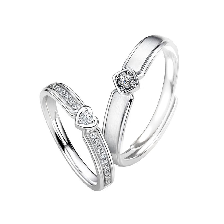 Ring Sterling Silver Couple&#039;s Ring Ins Special-Interest Design Senz Mark Simple Wedding Love Couple Rings