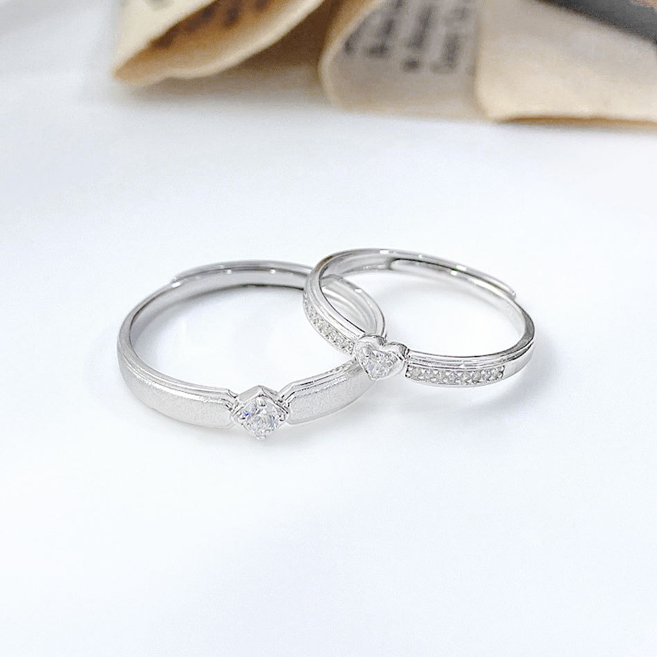 Ring Sterling Silver Couple&#039;s Ring Ins Special-Interest Design Senz Mark Simple Wedding Love Couple Rings