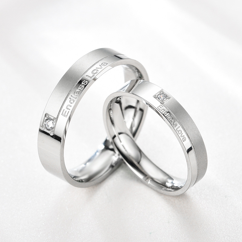 for CrossBorder Creative Endless Love Couple Couple Rings Korean Jewelry Whole Diamond Titanium Steel Couple Ring