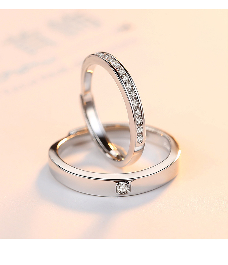 Ring and Women's Gift Commemorative Love Token Starry Couple 925 Sterling Silver Ring Couple Couple Rings