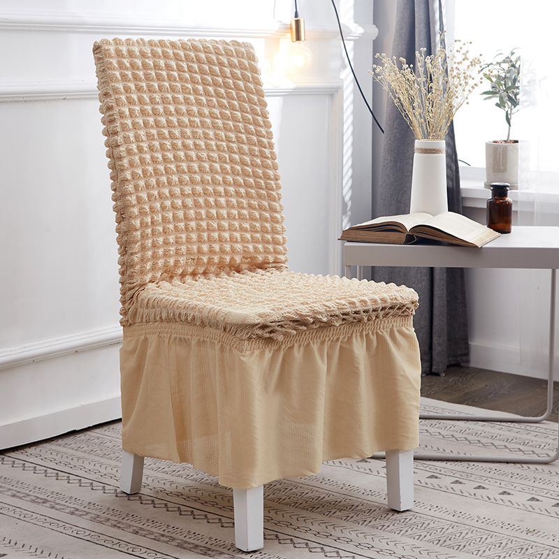 Puffy Skirt Bubble Grid Household One-Piece Elastic Universal Dining Table Seat Cover Chair Cover Chair Cover Simple Modern