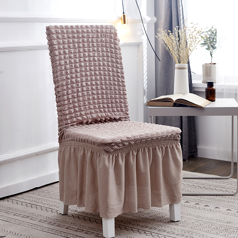 Puffy Skirt Bubble Grid Household One-Piece Elastic Universal Dining Table Seat Cover Chair Cover Chair Cover Simple Modern