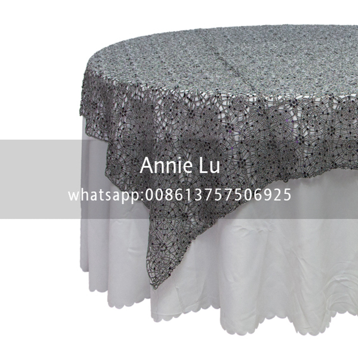 Wedding Fashion Personality Spider Web Sequins Water Soluble Embroidered Tablecloth Hotel Wedding Celebration Decoration Fabric Tablecloth Chair Cover