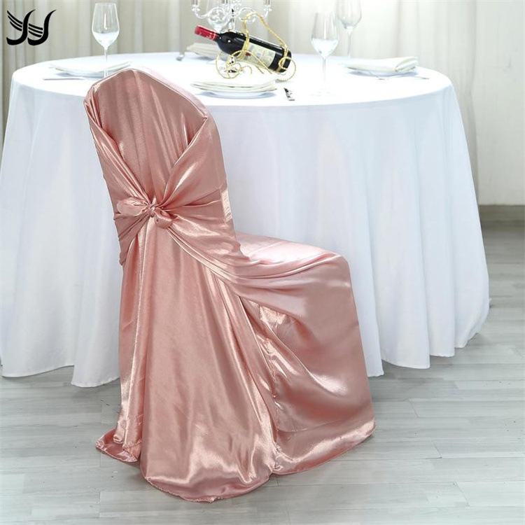 Amazon Hot-Selling Hotel Wedding Solid Color Banquet Chair Cover Satin Satin Universal Chair Cover
