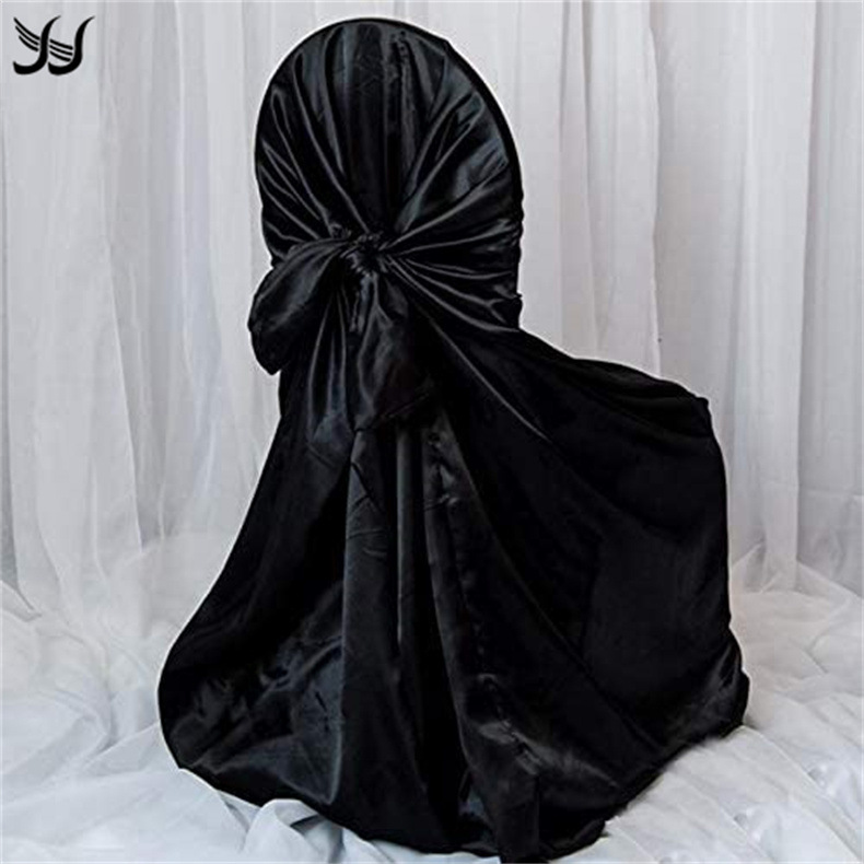 Amazon Hot-Selling Hotel Wedding Solid Color Banquet Chair Cover Satin Satin Universal Chair Cover