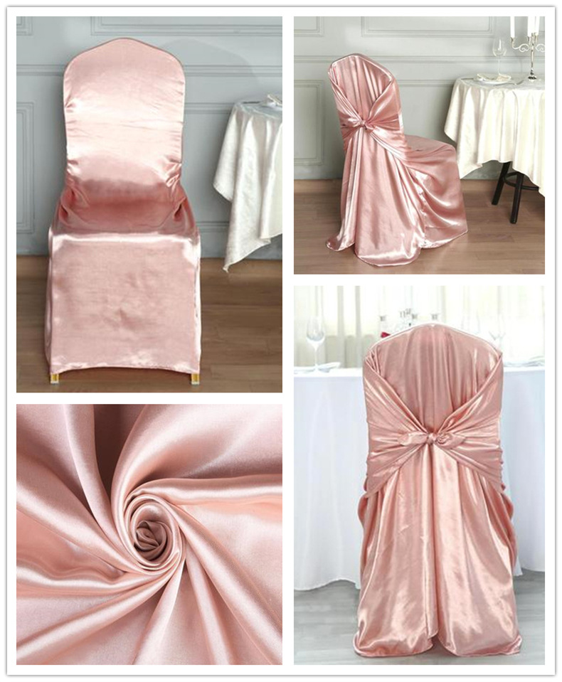 Amazon Hot-Selling Hotel Wedding Solid Color Banquet Chair Cover Satin Satin Universal Chair Cover