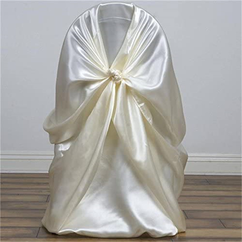 Amazon Hot-Selling Hotel Wedding Solid Color Banquet Chair Cover Satin Satin Universal Chair Cover