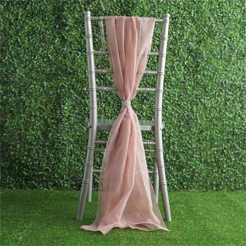 Hotel Ponytail Chair Chair Back Decoration Outdoor Wedding Bamboo Chair Chair Cover Back Flower Chiffon Ribbon