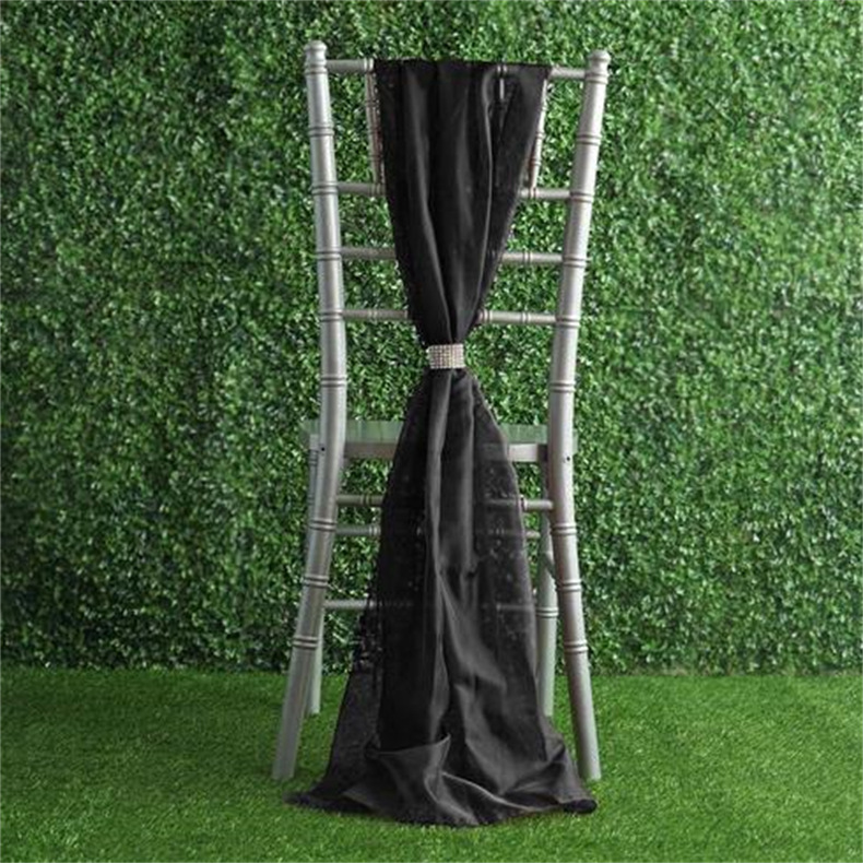 Hotel Ponytail Chair Chair Back Decoration Outdoor Wedding Bamboo Chair Chair Cover Back Flower Chiffon Ribbon