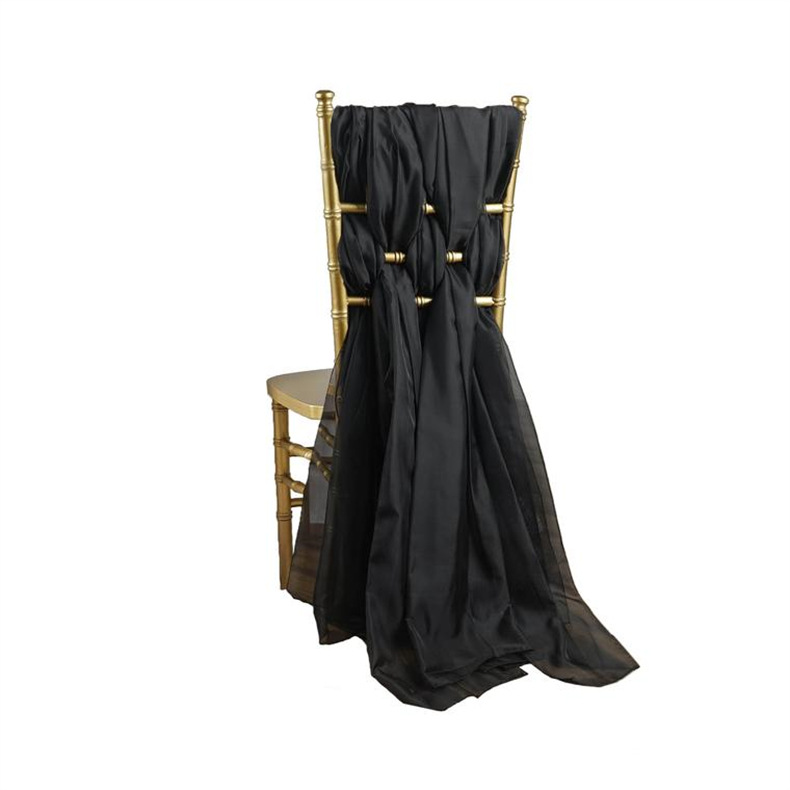 Hotel Ponytail Chair Chair Back Decoration Outdoor Wedding Bamboo Chair Chair Cover Back Flower Chiffon Ribbon