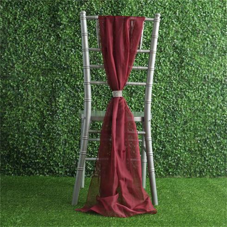 Hotel Ponytail Chair Chair Back Decoration Outdoor Wedding Bamboo Chair Chair Cover Back Flower Chiffon Ribbon
