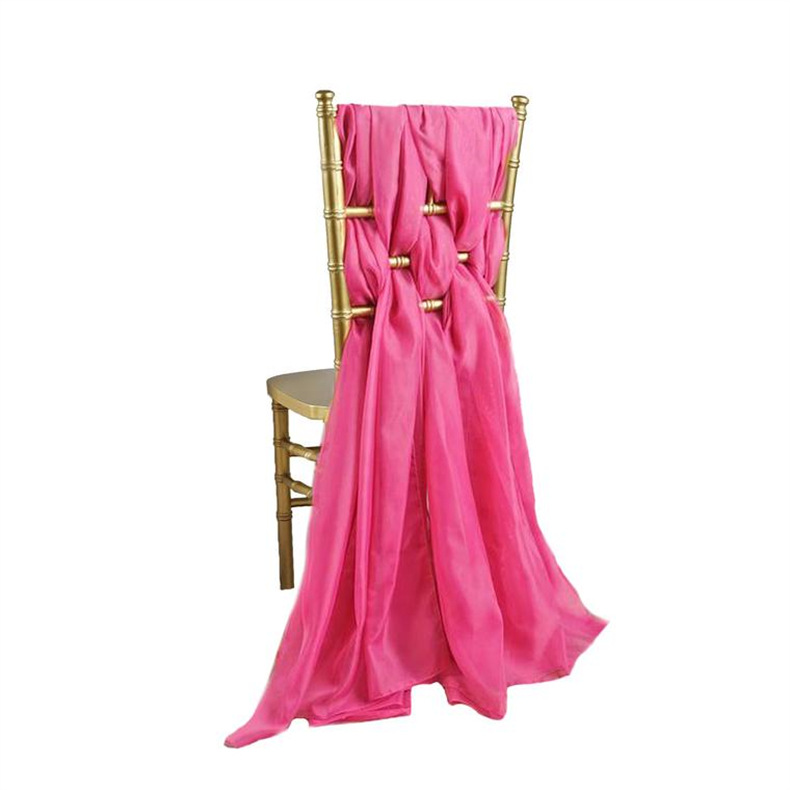 Hotel Ponytail Chair Chair Back Decoration Outdoor Wedding Bamboo Chair Chair Cover Back Flower Chiffon Ribbon