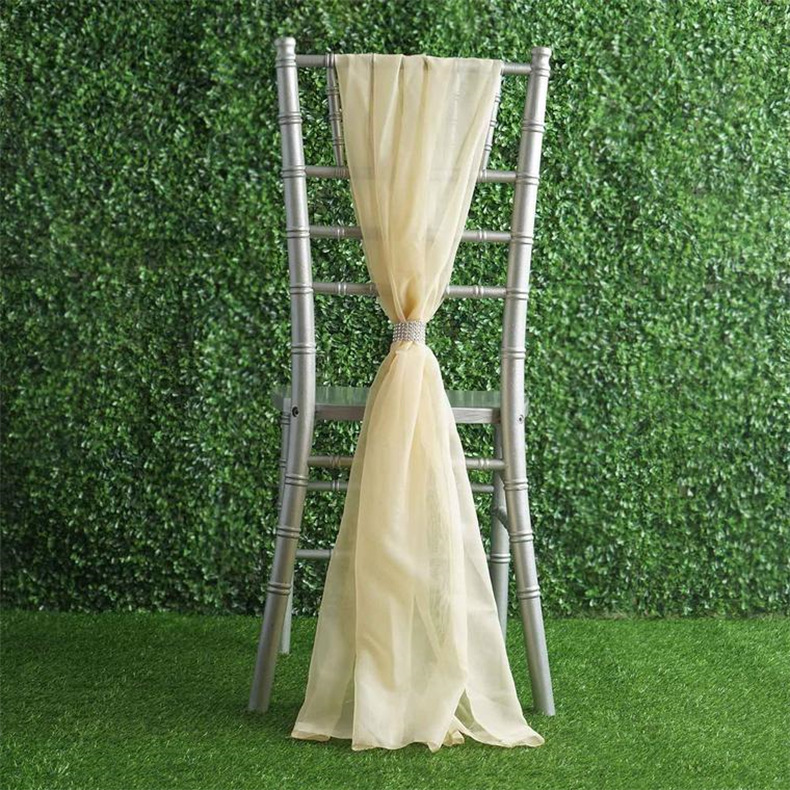 Hotel Ponytail Chair Chair Back Decoration Outdoor Wedding Bamboo Chair Chair Cover Back Flower Chiffon Ribbon