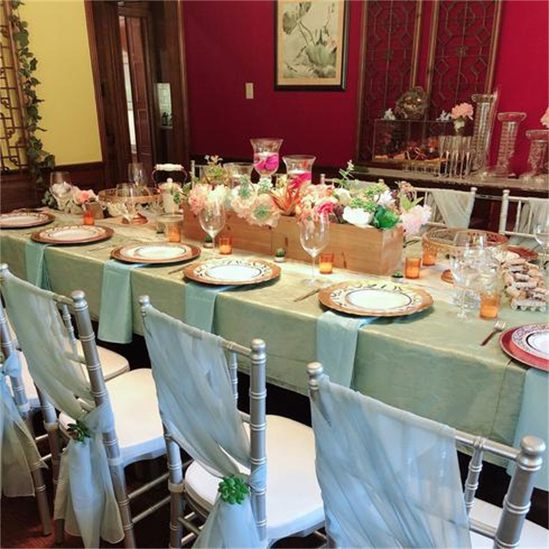 Hotel Ponytail Chair Chair Back Decoration Outdoor Wedding Bamboo Chair Chair Cover Back Flower Chiffon Ribbon