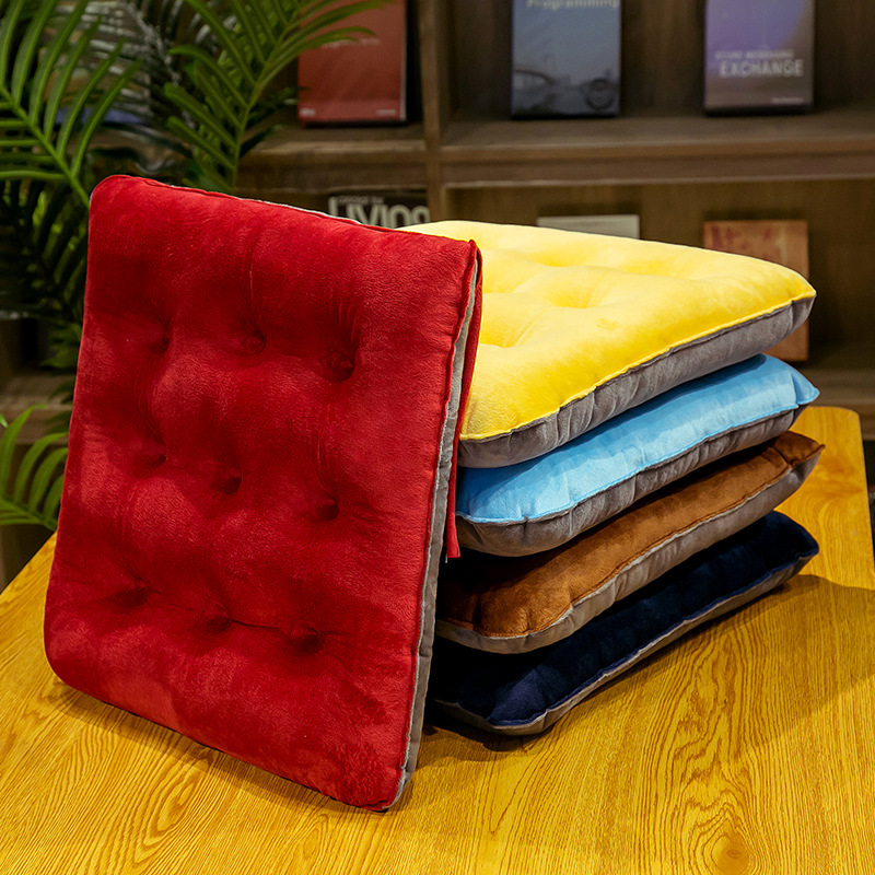 Crystal Velvet Cushion Cute Color Matching Chair Cushion Autumn Winter Warm Seat Cushion Student Chair Cushion Office Chair Cushion