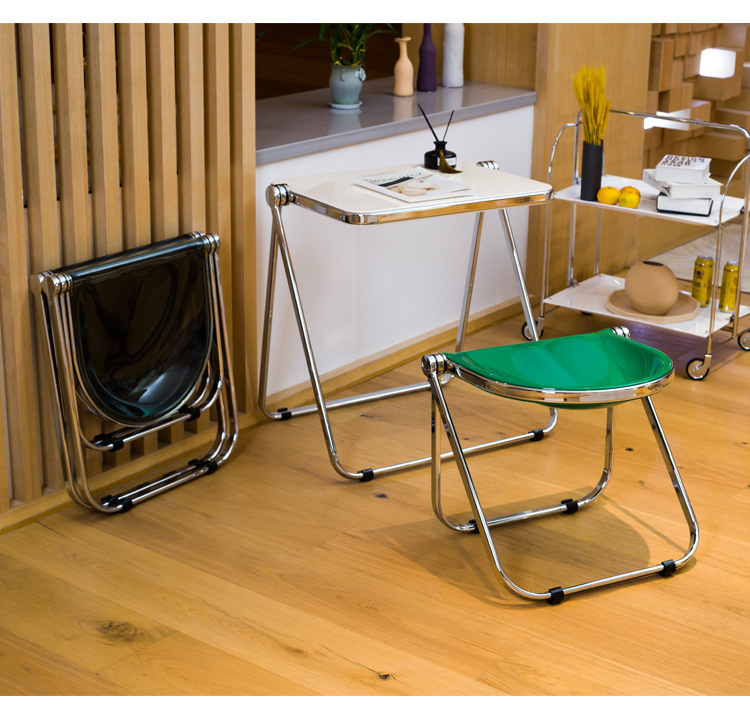 Simple Dining Chair Household Transparent Mid-Ancient Furniture Folding Stool Ins Chair Acrylic Stool Plastic Crystal Chair