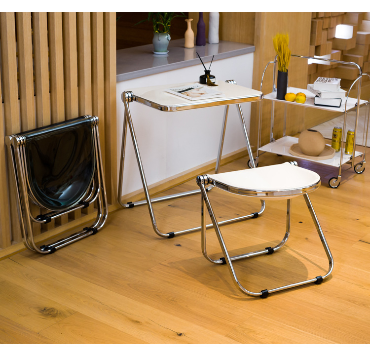 Simple Dining Chair Household Transparent Mid-Ancient Furniture Folding Stool Ins Chair Acrylic Stool Plastic Crystal Chair
