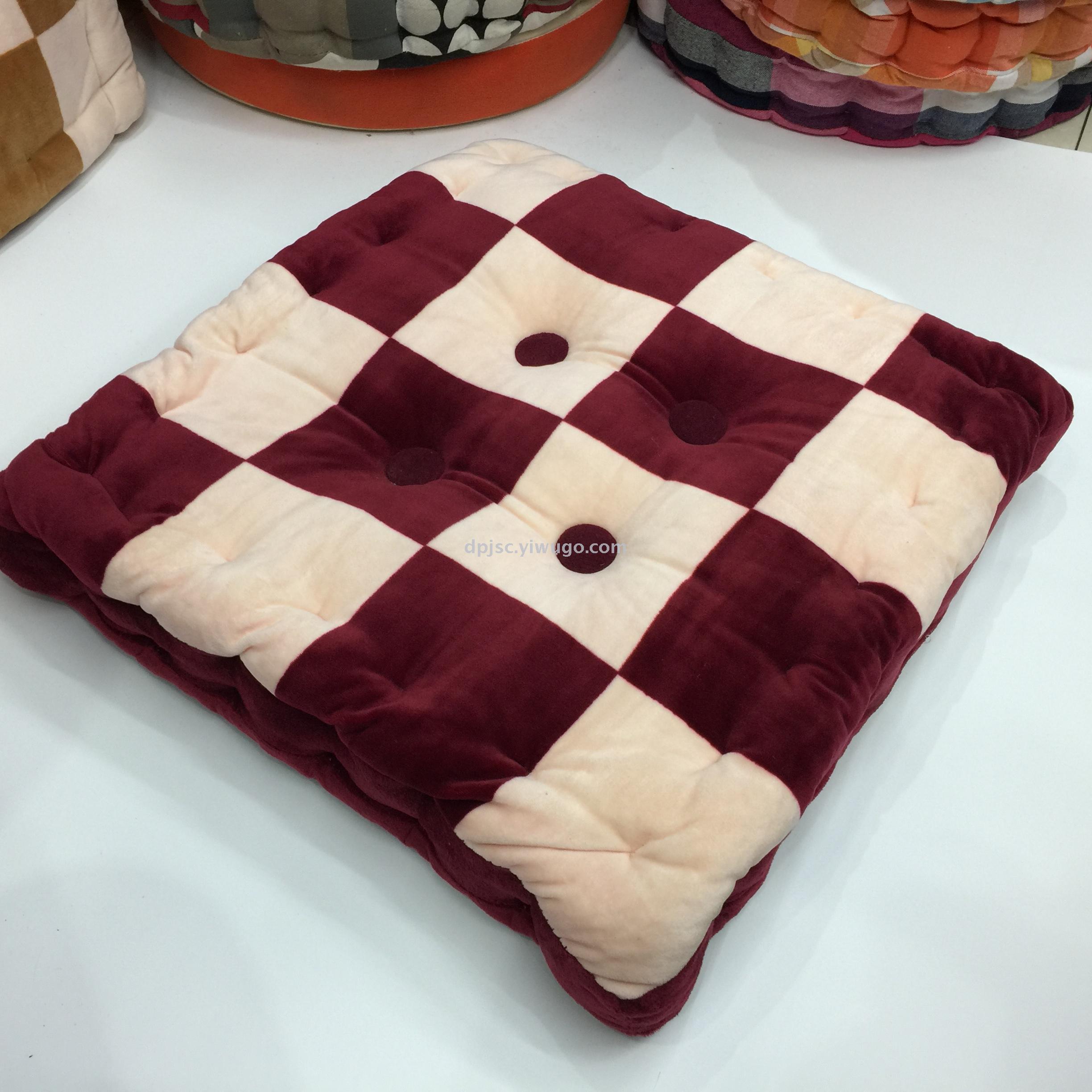 Plaid crystal velvet fat man cushion cushion for leaning on raised cushion, thickened office chair cushion