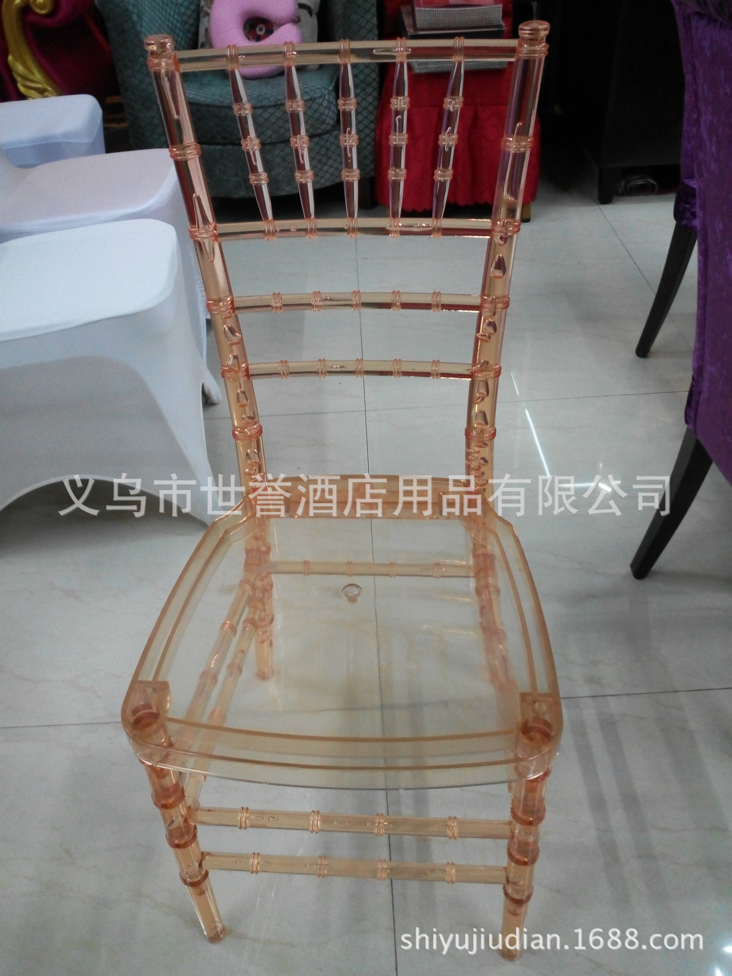 Yiwu transparent acrylic resin color crystal wedding chair chair bamboo chair