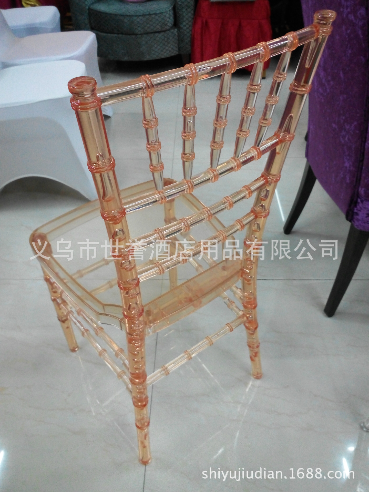 Yiwu transparent acrylic resin color crystal wedding chair chair bamboo chair