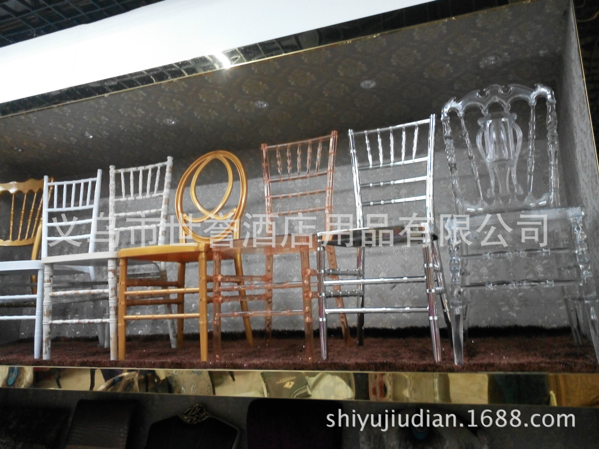 Yiwu transparent acrylic resin color crystal wedding chair chair bamboo chair