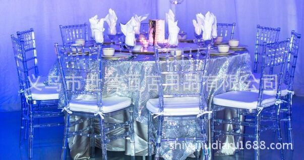 Yiwu transparent acrylic resin color crystal wedding chair chair bamboo chair