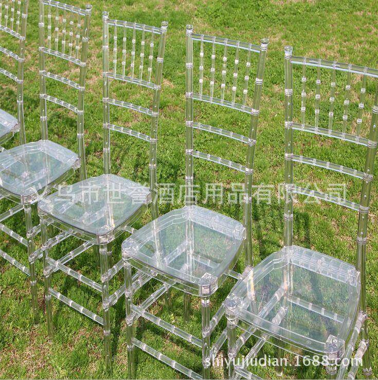 Yiwu transparent acrylic resin color crystal wedding chair chair bamboo chair