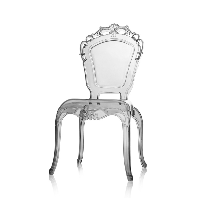 Crystal Chair  Transparent Crystal Dining Chair Ghost Stool Cosmetic Chair Vintage Hotel Palace Chair