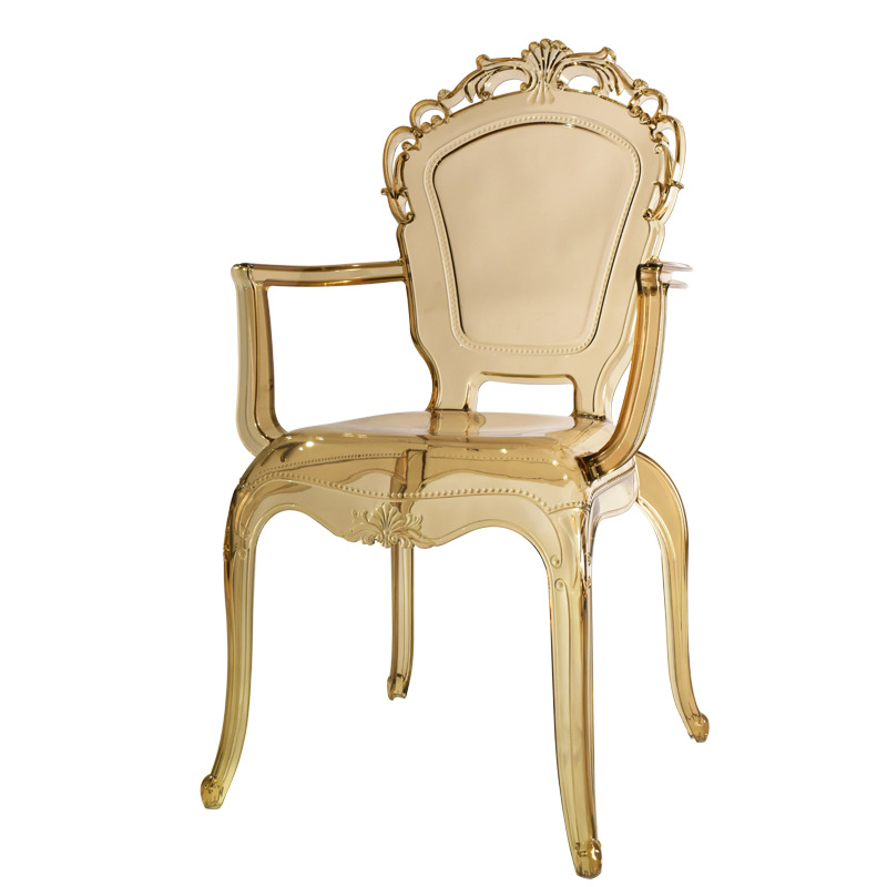 Crystal Chair  Transparent Crystal Dining Chair Ghost Stool Cosmetic Chair Vintage Hotel Palace Chair