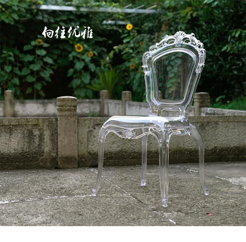 Crystal Chair  Transparent Crystal Dining Chair Ghost Stool Cosmetic Chair Vintage Hotel Palace Chair