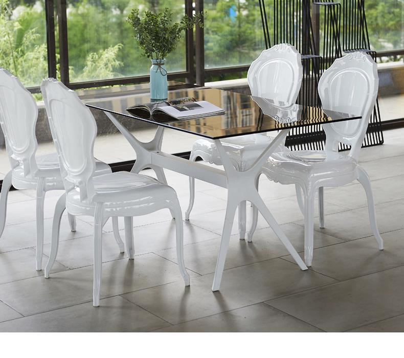 Crystal Chair  Transparent Crystal Dining Chair Ghost Stool Cosmetic Chair Vintage Hotel Palace Chair