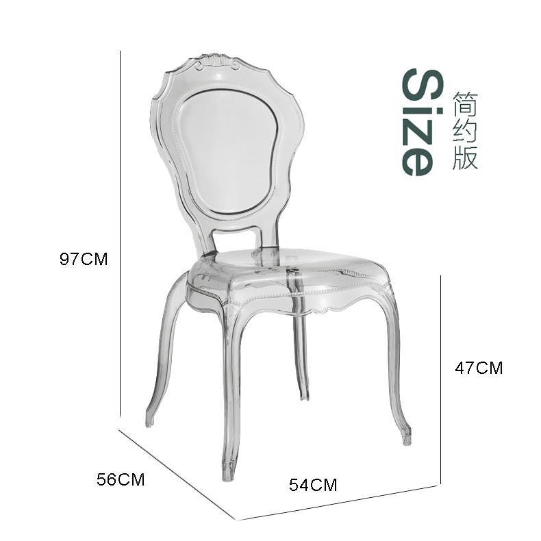 Crystal Chair  Transparent Crystal Dining Chair Ghost Stool Cosmetic Chair Vintage Hotel Palace Chair