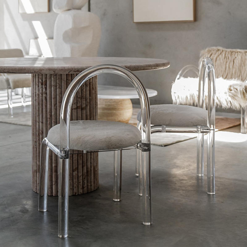 Crystal Chair  Household Light Luxury Backrest Chair Designer Transparent Dressing Stool Crystal Chair