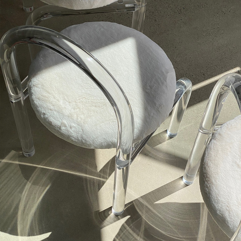 Crystal Chair  Household Light Luxury Backrest Chair Designer Transparent Dressing Stool Crystal Chair