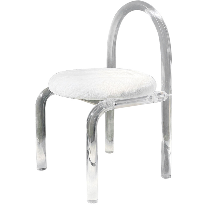 Crystal Chair  Household Light Luxury Backrest Chair Designer Transparent Dressing Stool Crystal Chair