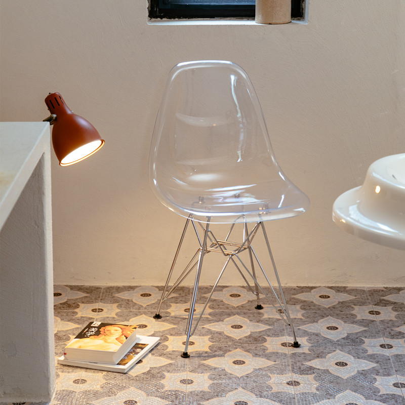 Crystal Chair  Simple Transparent Home Backrest Ins Internet Celebrity Dressing Table Crystal Makeup Stool