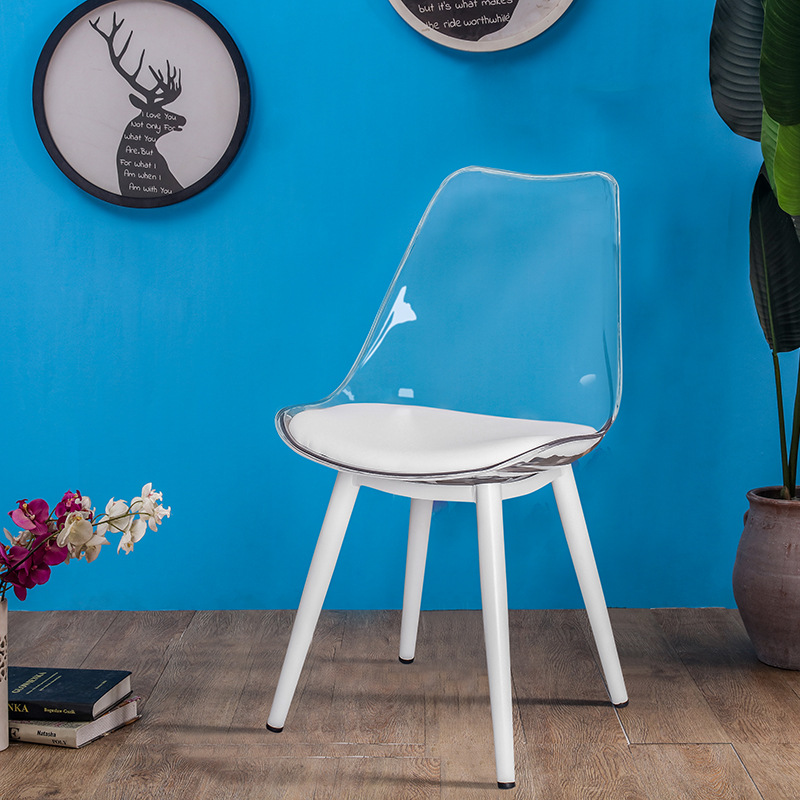 Crystal Chair Transparent Chair Home Bedroom Backrest Plastic Crystal Chair Acrylic Stool Simple Dining Chair