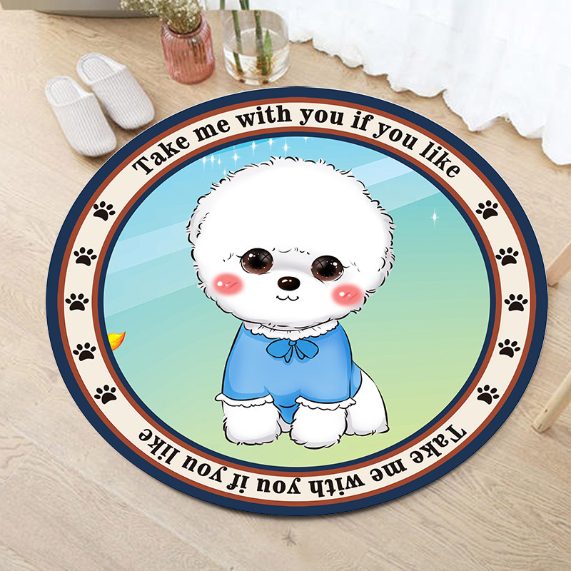 Carpet Wholesale Custom Computer Chair Mat Hanging Basket Mat Crystal Velvet round Carpet Floor Mat Printed Cartoon Children&#039;s Blanket