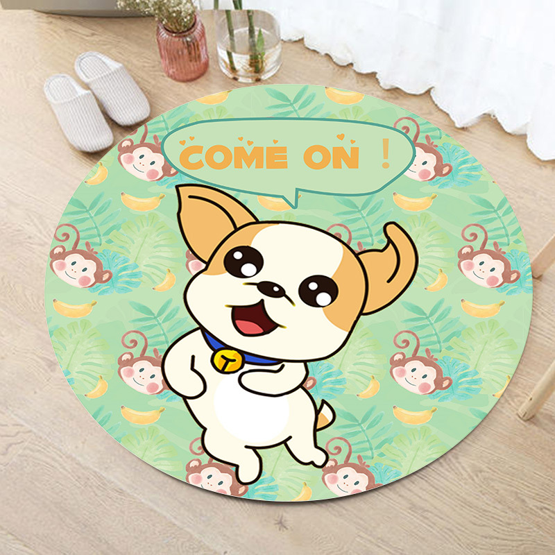Carpet Wholesale Custom Computer Chair Mat Hanging Basket Mat Crystal Velvet round Carpet Floor Mat Printed Cartoon Children&#039;s Blanket