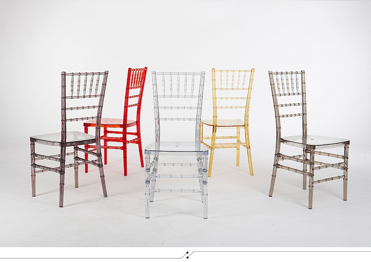 Wedding Bamboo Chair Transparent Plastic Resin Chair Acrylic Crystal Hotel Banquet Backrest Chair Crystal Chair