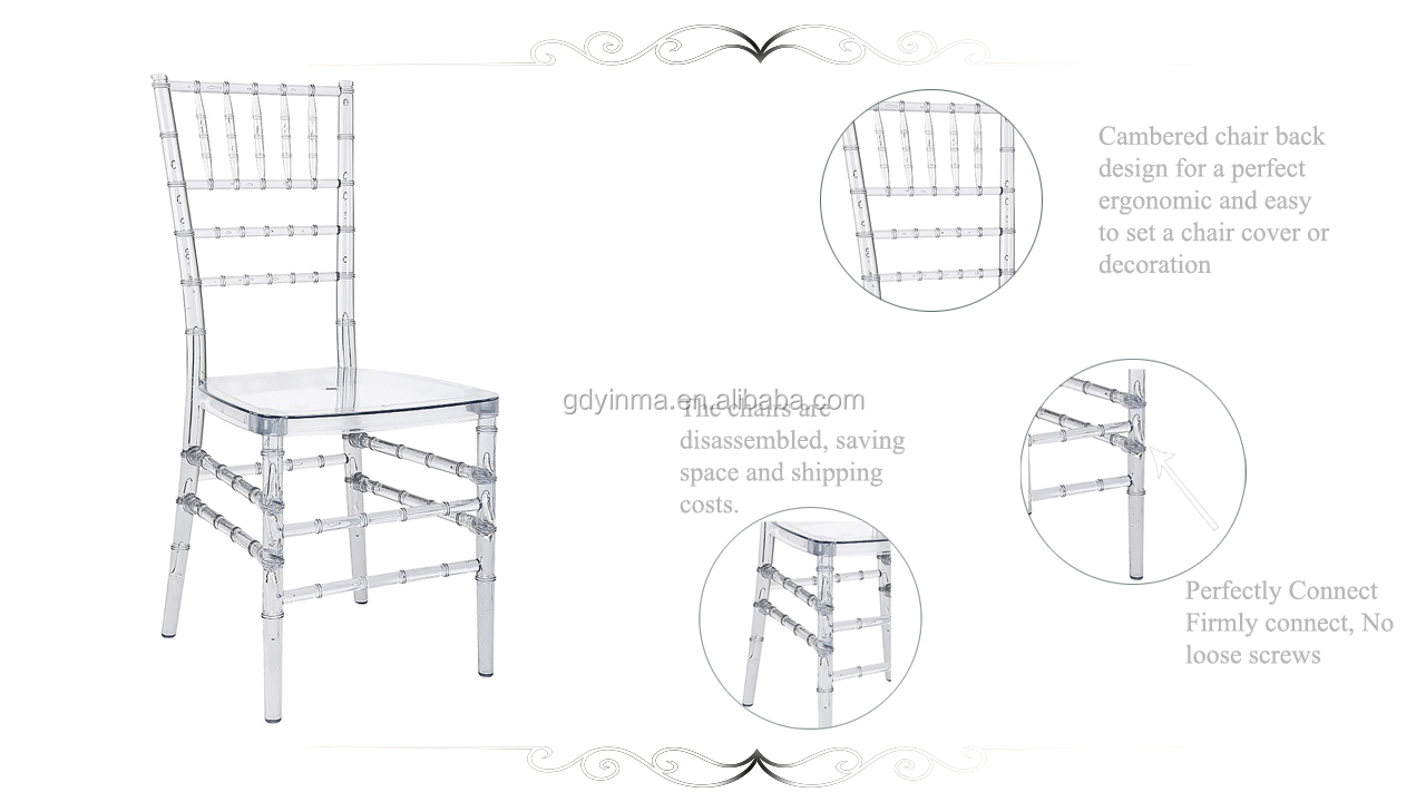 Wedding Bamboo Chair Transparent Plastic Resin Chair Acrylic Crystal Hotel Banquet Backrest Chair Crystal Chair