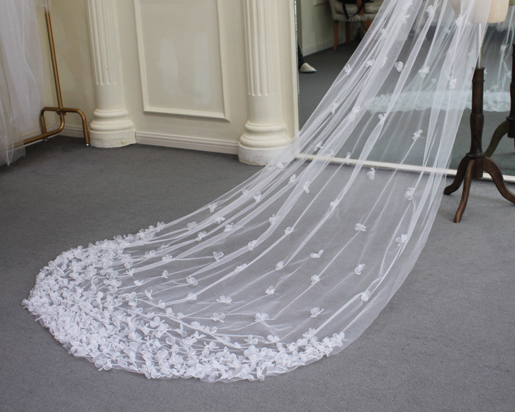 V661 Mori Style Sweet Handmade Flower Trailing Bridal Veil White Simple Super Fairy Wedding Trip Shoot Headdress V661 Mori Style Sweet Handmade Flower Trailing Bridal Veil White Simple Super Fairy Wedding Trip Shoot Headdress