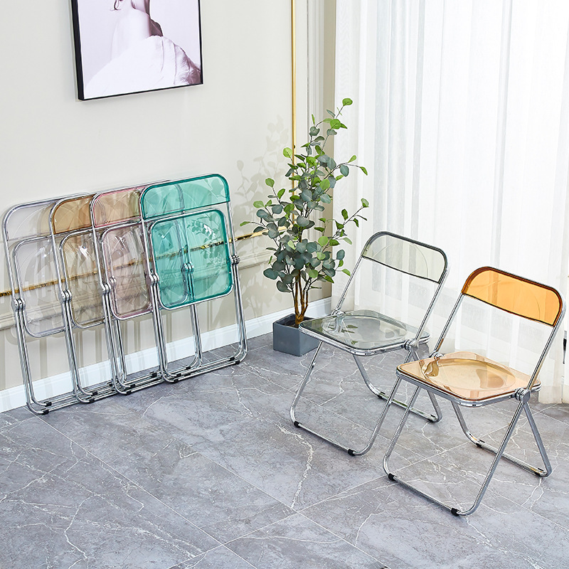 Transparent Folding Chair Acrylic Crystal Chair Designer Photo Negotiation Folding stool