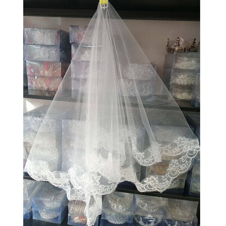 Factory Direct Supply Bride Cheap Veil Single Layer Lace Embroidery 1.5 Mignon Maimai Secret Net Wedding Gift Red Veil