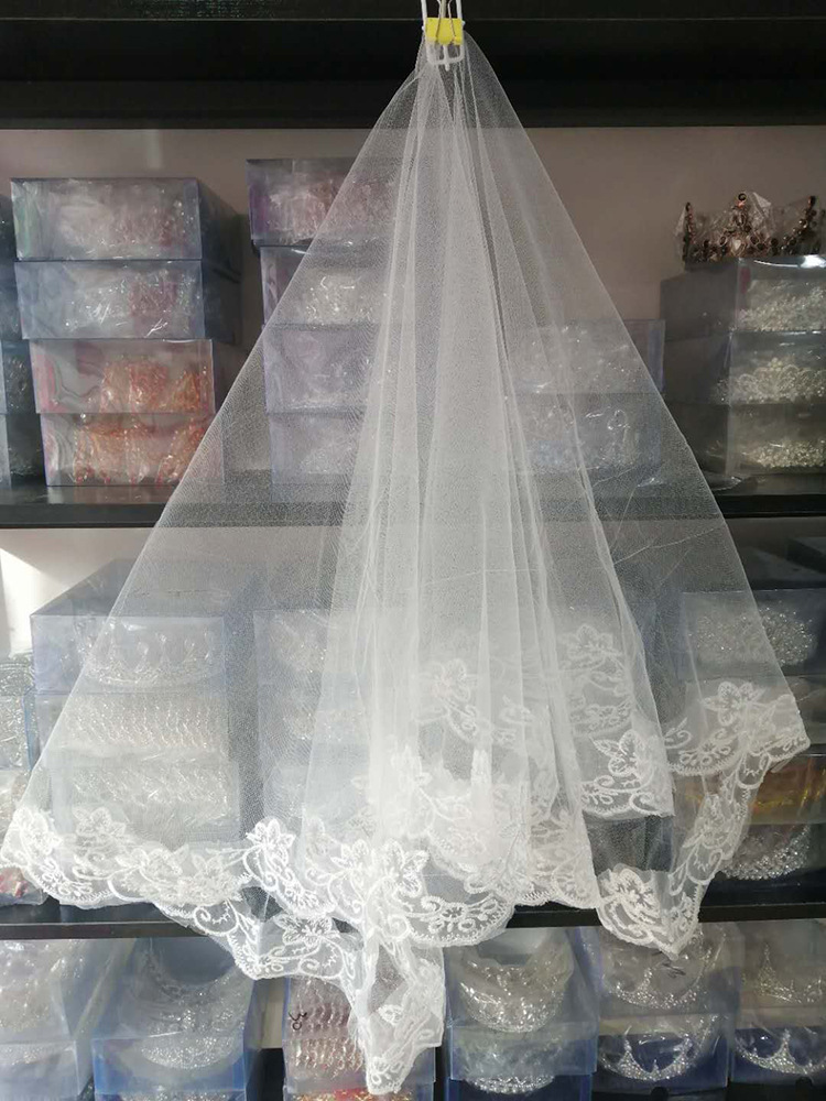 Factory Direct Supply Bride Cheap Veil Single Layer Lace Embroidery 1.5 Mignon Maimai Secret Net Wedding Gift Red Veil