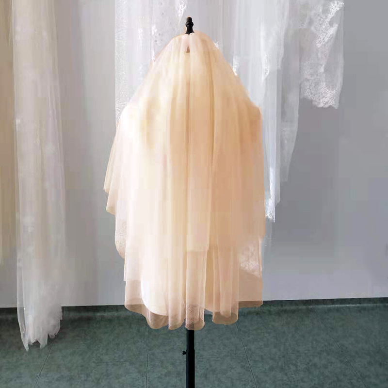 Factory Direct Supply Bride Cheap Veil Single Layer Lace Embroidery 1.5 Mignon Maimai Secret Net Wedding Gift Red Veil